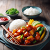 sweet sour chicken with boiled rice Sweet & sour chicken with boiled rice